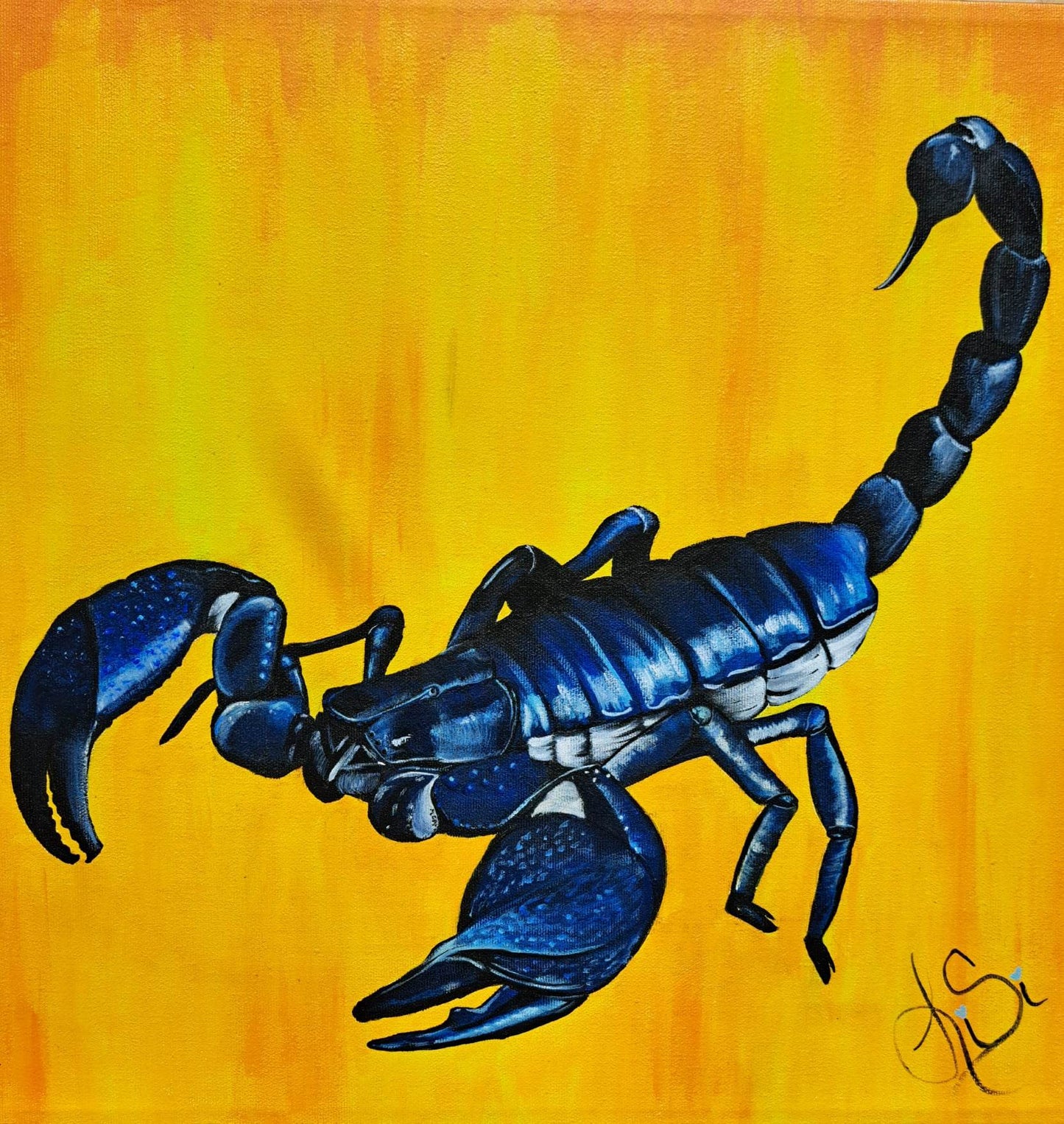 Scorpion Impérial Bleu – Peinture Animalière Intense et Mystique