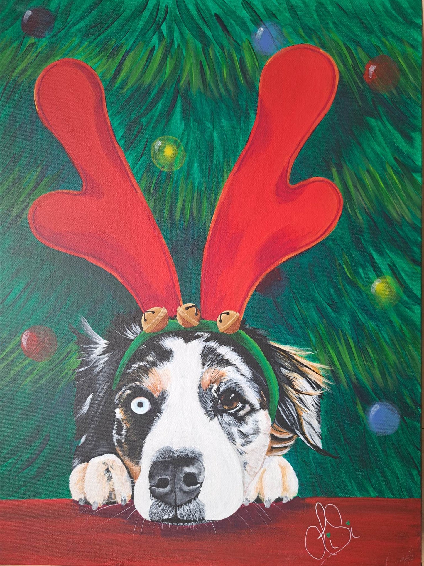 Un sapin? Quel sapin? Berger Shetland et magie de Noël – Oeuvre festive